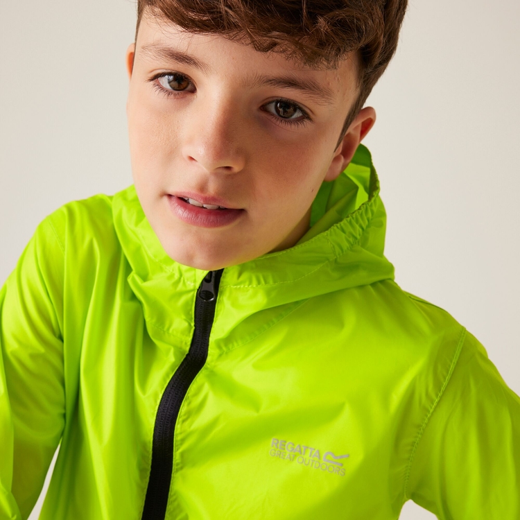 Kids Pack It Waterproof Packaway Jacket Bright Kiwi Regatta ROW