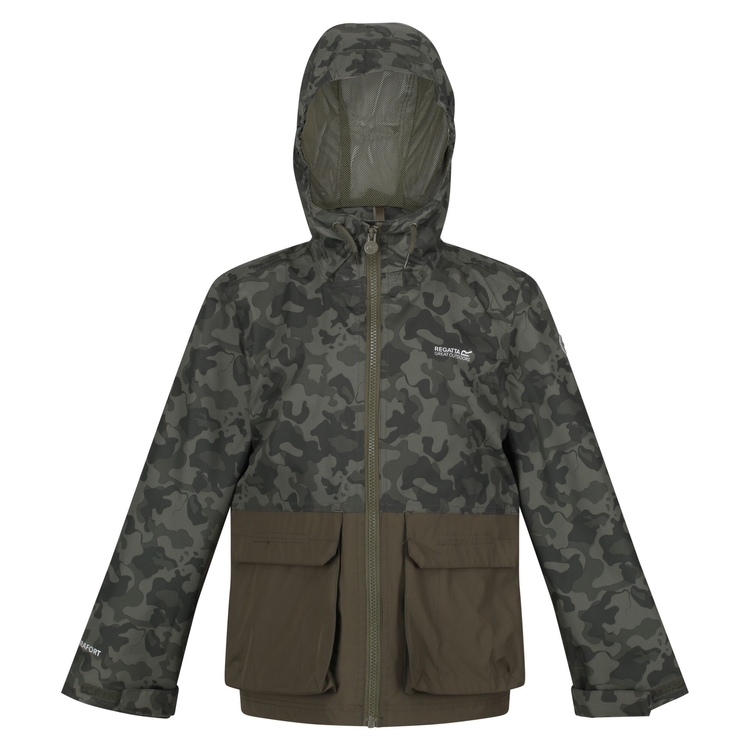Kids Hywell Waterproof Jacket Grapeleaf Camo Regatta IE