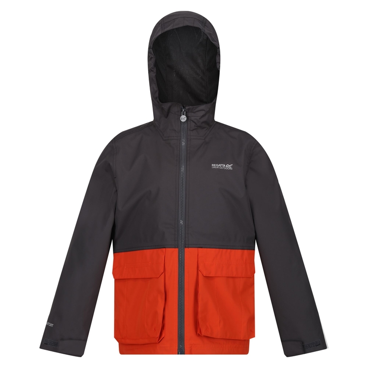 Kids Hywell Waterproof Jacket Seal Grey Rusty Orange