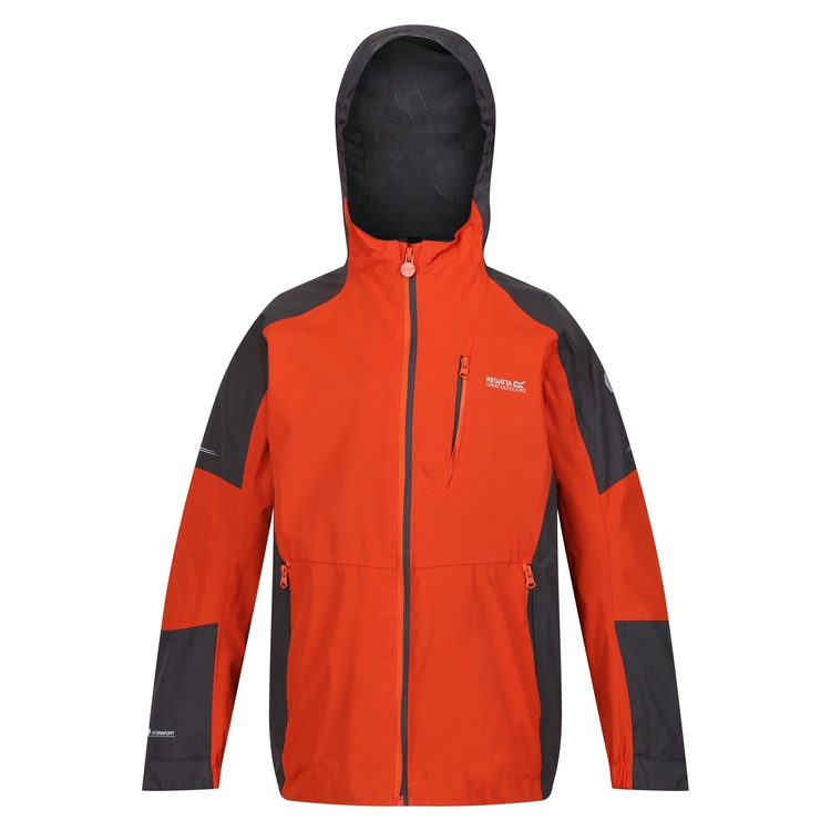 Kids Calderdale II Waterproof Jacket Rusty Orange Slate Grey