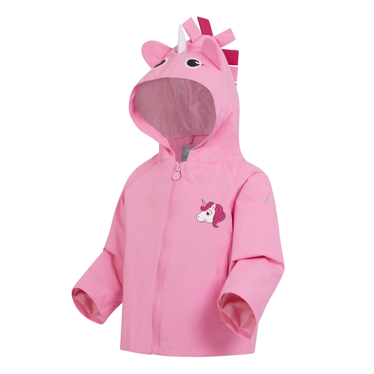 Kids Animal Print Waterproof Jacket Luna The Unicorn Sweet Pink Regatta UK