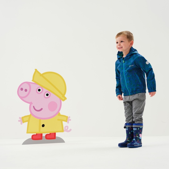 Kids' Peppa Pig Muddy Puddle Waterproof Jacket Oxford Blue