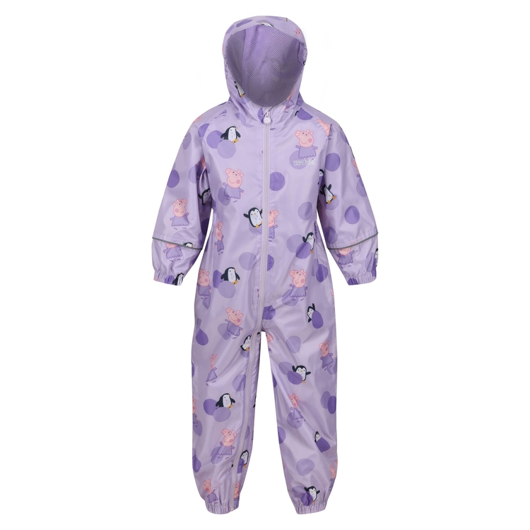 Kids Peppa Pig Pobble Waterproof Puddle Suit Pastel Lilac Regatta ROW