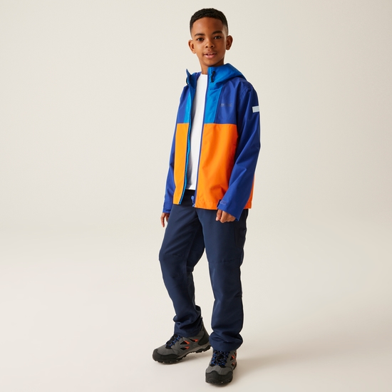 Kids' Hanleigh Waterproof Jacket Oxford Blue New Royal Persimmon