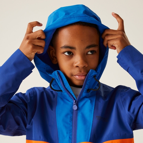 Kids' Hanleigh Waterproof Jacket Oxford Blue New Royal Persimmon