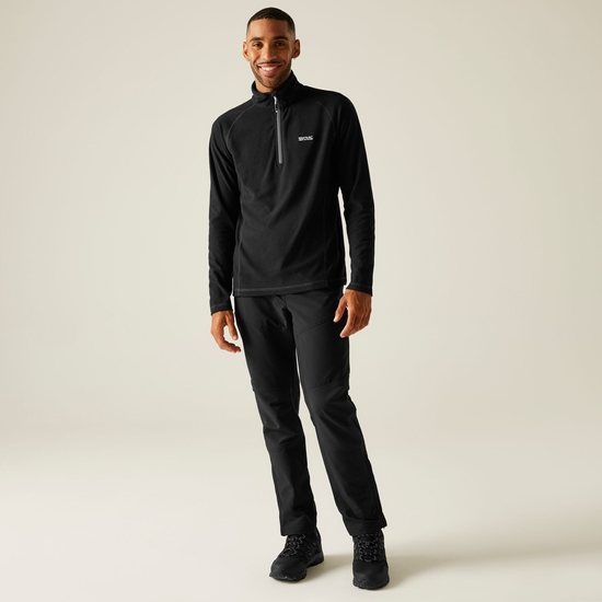 Montes Mini Stripe leichtes Fleece-Sweatshirt mit halblangem Reißverschluss für Herren Schwarz