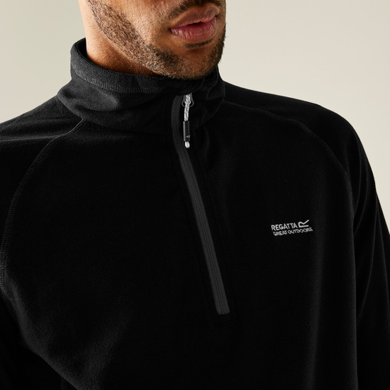 Montes Mini Stripe leichtes Fleece-Sweatshirt mit halblangem Reißverschluss für Herren Schwarz