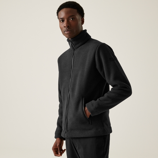 Mens black zip up fleece jacket sale