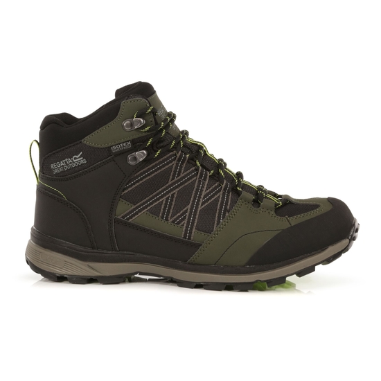 Men s Samaris II Waterproof Mid Walking Boots Dark Khaki Lime Punch