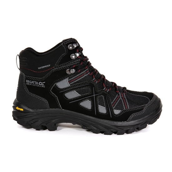 Men's Burrell II Waterproof Walking Boots - Black Granite | Regatta UK