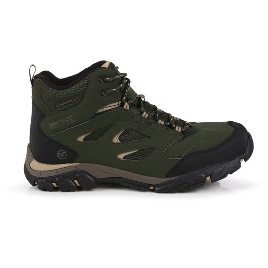 Men s Holcombe Waterproof Mid Walking Boots Bayleaf Oat Regatta UK