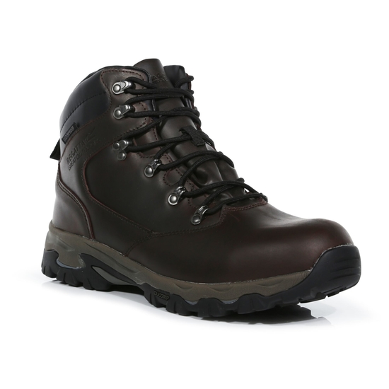 Men s Tebay Leather Waterproof Walking Boots Peat Regatta ROW