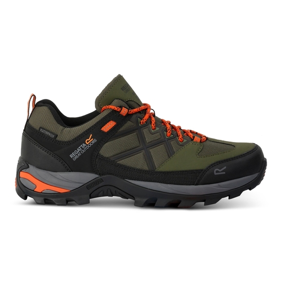 Men s Samaris III Low Walking Shoes Cypress Green Blaze Orange Regatta UK