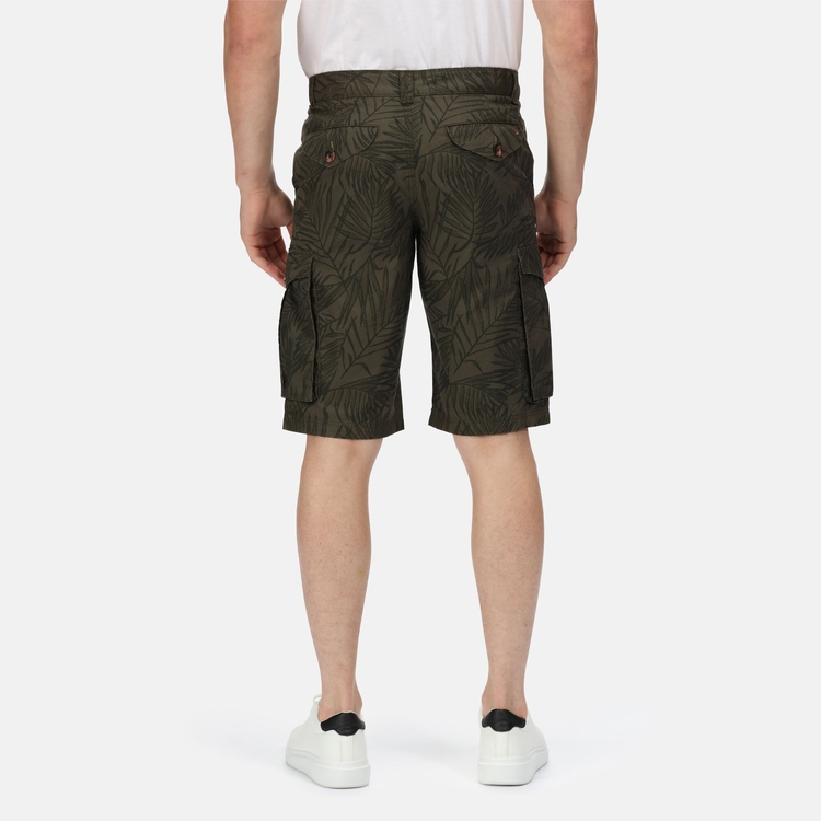 Men s Shorebay Vintage Look Cargo Shorts Dark Khaki Leaf