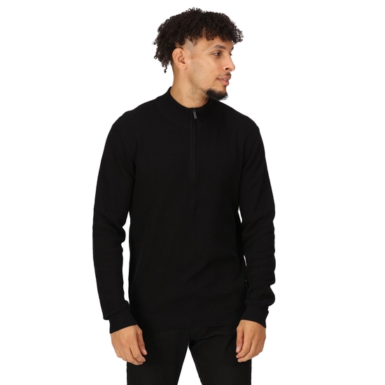 Men s Keaton Quarter Zip Knitted Jumper Black