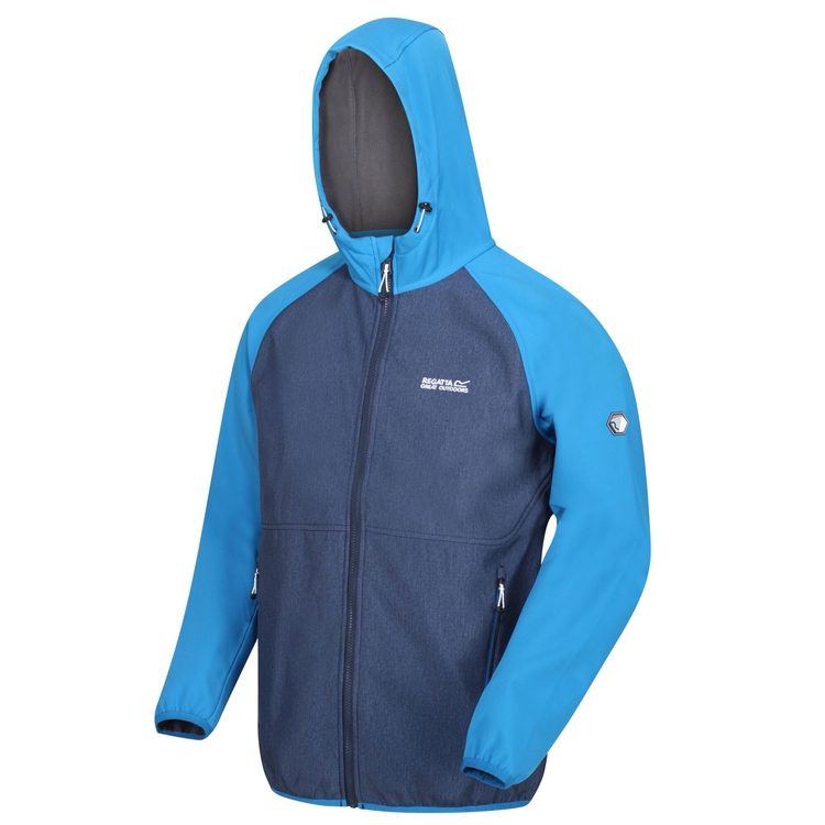 Men s Arec II Hooded Softshell Walking Jacket Imperial Blue Nightfall