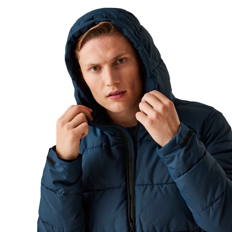 Quilted jacket with hood sale