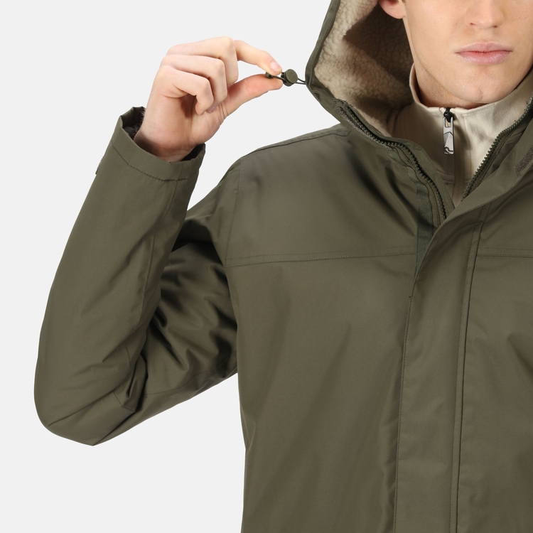 Men s Sterlings III Waterproof Insulated Jacket Dark Khaki White Stone Borg Regatta ROW