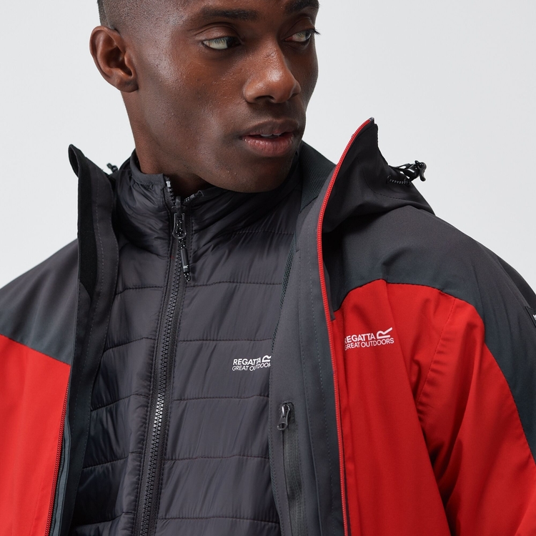 Men s Wentwood VIII 3 in 1 Waterproof Jacket Danger Red Ash Regatta UK