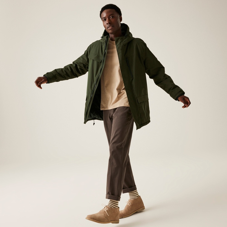 Brown pants green jacket store