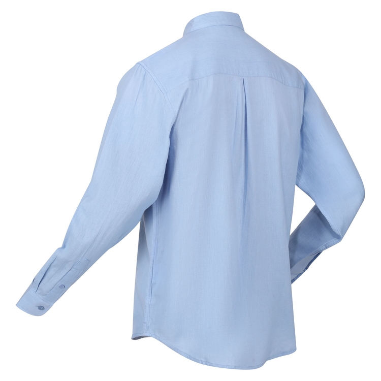 Regatta European Linen Blend Spliced Long Sleeve Shirt With Button