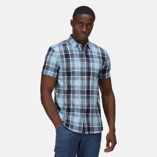 Mens short sleeve blue shirt on sale