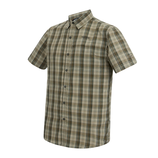 Men's Mindano Short Sleeve Shirt Light Sage Multi Cross Check 