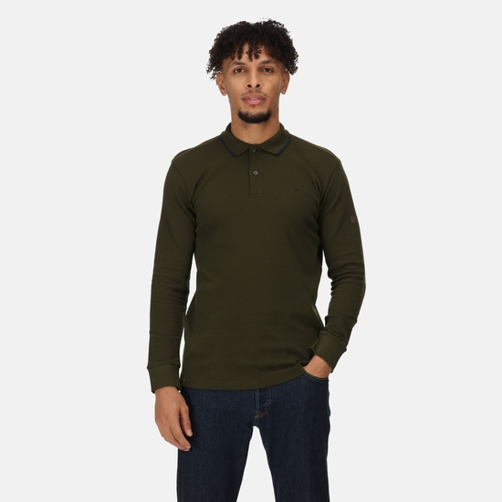 Men s Leaonzo Long Sleeved Polo Shirt Dark Khaki Regatta ROW