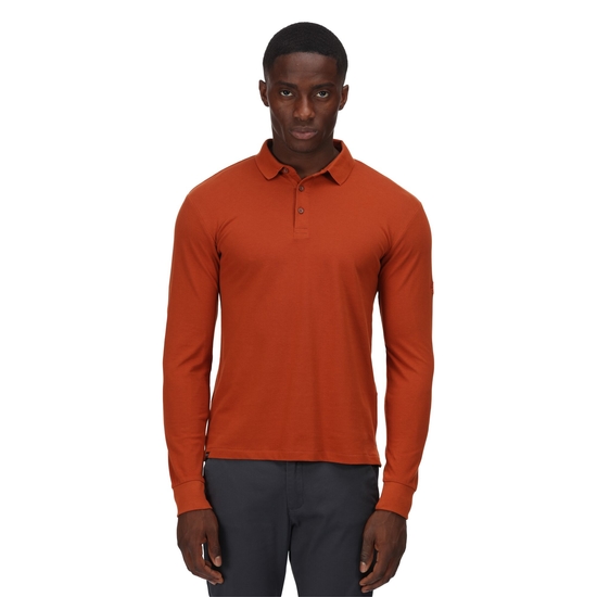 Men s Kaleb Long Sleeve Polo Shirt Gingerbread Regatta ROW