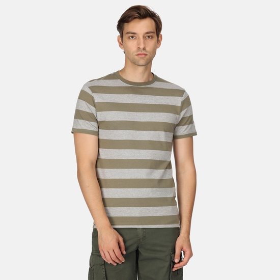 Men's Ryeden Striped T-Shirt - Fauna White Stone Stripe | Regatta UK