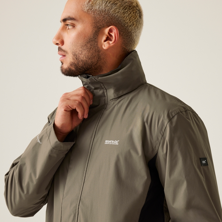 Matt leichte wasserdichte Walkingjacke mit versteckter Kapuze fur Herren Grau Regatta DE
