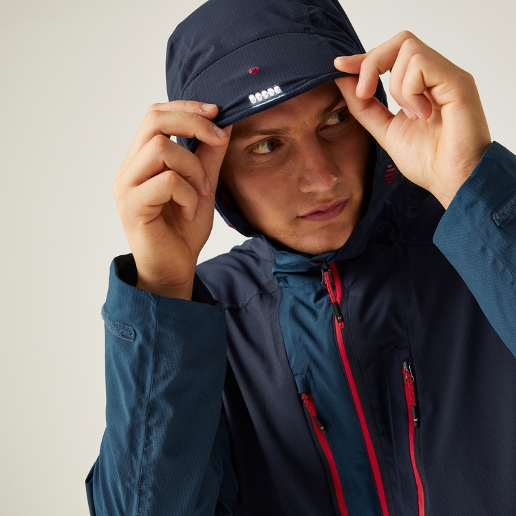 Men s Raddick II Waterproof Jacket Moonlight Denim Navy Coronet Blue Danger Red
