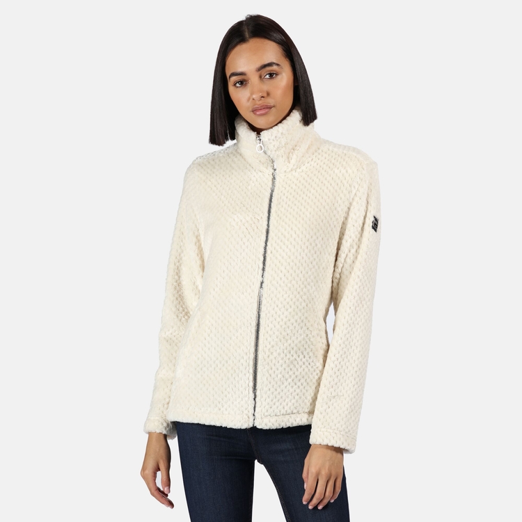 Women s Hermilla Full Zip Velour Fluffy Fleece Light Vanilla