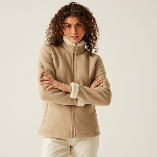 Women s Brandall Full Zip Heavyweight Fleece Warm Taupe Light Vanilla