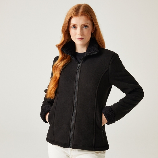 Black full zip fleece womens best sale