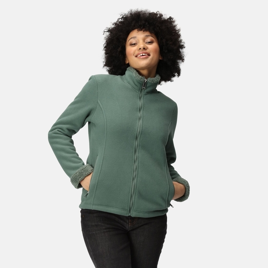 Columbia Jacket Womens Small Green Fleece Lined Full Zip