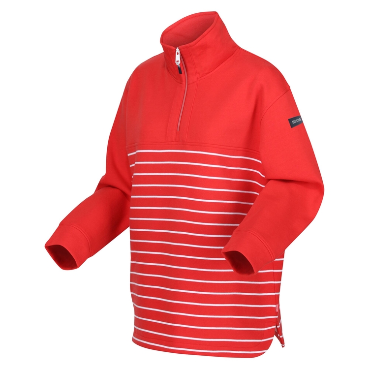 Women s Bayletta Half Placket Sweatshirt High Risk Red White
