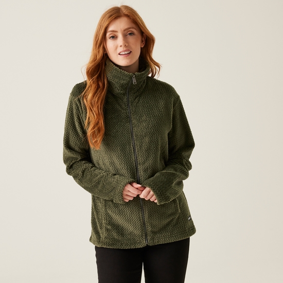 Women's Heidy Fluffy Full Zip Fleece Dark Khaki