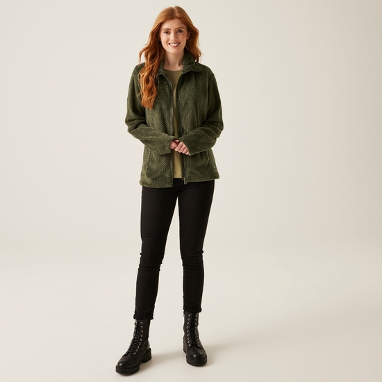 Women's Heidy Fluffy Full Zip Fleece Dark Khaki