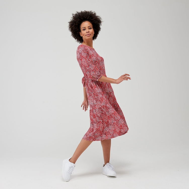 Briella Femme Robe imprimee manches longues Rouge