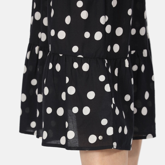 Women's Gazania Lightweight Dress Black White Polka Print