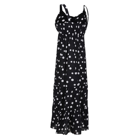 Women's Gazania Lightweight Dress Black White Polka Print