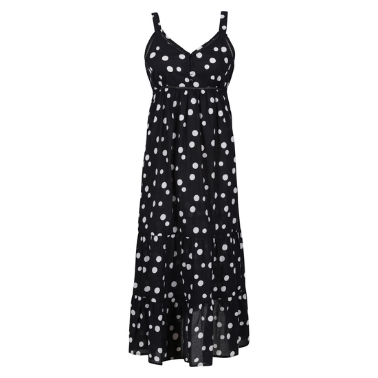 Women's Gazania Lightweight Dress Black White Polka Print