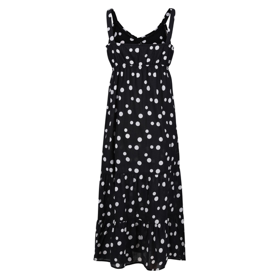 Women's Gazania Lightweight Dress Black White Polka Print