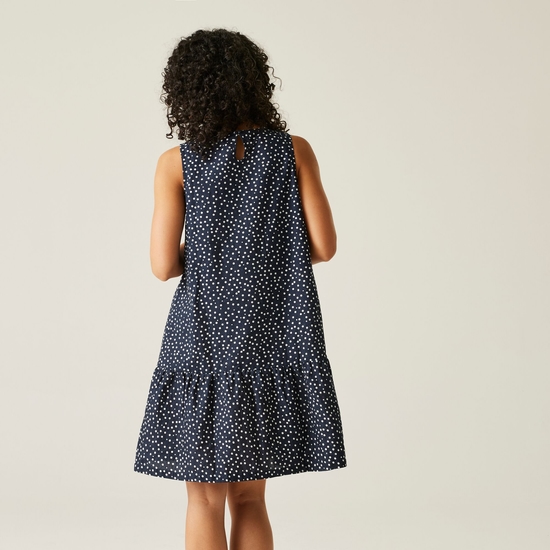 Women's Trisa Smock Dress Navy White Micro Dot