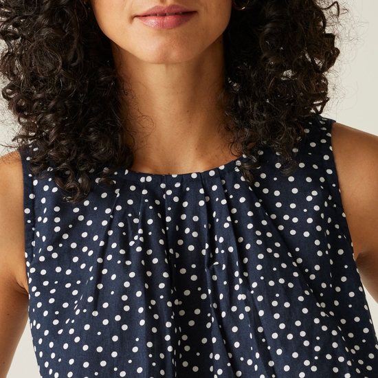 Women's Trisa Smock Dress Navy White Micro Dot