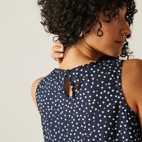 Women's Trisa Smock Dress Navy White Micro Dot