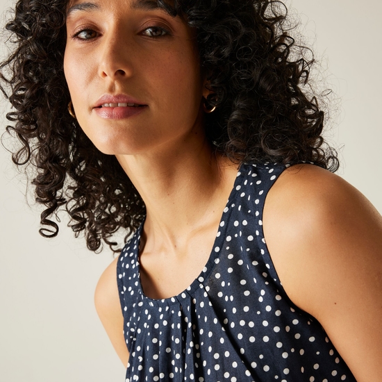 Women's Trisa Smock Dress Navy White Micro Dot