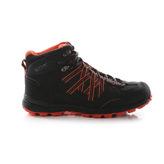 Women s Samaris II Waterproof Mid Walking Boots Black Neon Peach Regatta UK