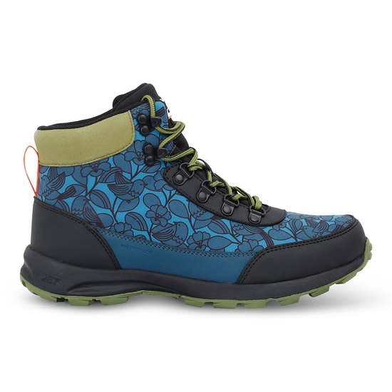 Orla Kiely Printed Outdoor Hiking Boots Birdy Blue